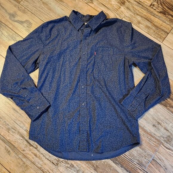 🔹️Levi's Blue Classic Buttoned Front Long Sleeve Shirt Men's Large - Picture 2 of 12